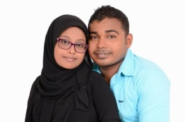 Fathimath Sharma, 21, pictured with her husband