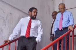 Jumhoory Party leader Qasim Ibrahim (L)  and Former President Maumoon Abdul Gayoom