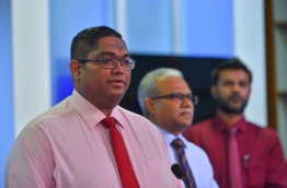 Attorney General Mohamed Anil speaks to reporters during press conference. FILE PHOTO/MIHAARU