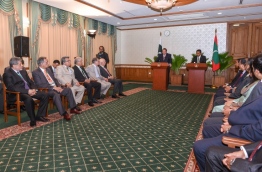 Pakistani PM Nawaz and President Yameen pictured in the President's Office. PHOTO/PRESIDENT'S OFFICE