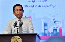 President Yameen speaking during a ceremony