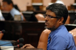 Former Ungoofaaru MP Dr Afrasheem Ali pictured at a parliament sitting. PHOTO/MAJLIS