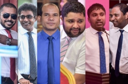 The ousted lawmakers (L-R): Maduvvari MP Mohamed Ameeth , Thulusdhoo MP Mohamed Waheed Ibrahim, Dhidhdhoo MP Abdul Latheef Mohamed, Machangolhi South MP Abdulla Sinan, Dhangethi MP Ilham Ahmed and Villingili MP Saud Hussain.