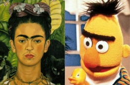 Mexican painter Frida Kahlo - who enhanced her brow as a rejection of western ideals of beauty...and Bert from Sesame Street