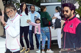 Composite image of the Bachchan family spotted on the way to Kaling airport.