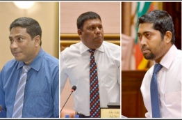 From Left: Thinadhoo-North MP Saudhullah Hilmy, Thimarafushi MP Mohamed Musthafa and Fuvahmulah-North MP Ali Shah. PPM's disciplinary committee decided to withdraw the three MPs membership from the party --