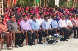President Abdulla Yameen at the inauguration of Kulhudhuffushi domestic airport project. PHOTO/MTCC