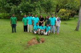 Aaital Khosla (C), Miss Earth India 2015, pictured at the tree planting programme at Sun Island Resort and Spa. PHOTO/SUN ISLAND