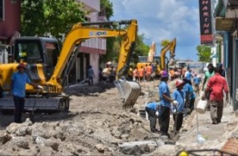 Expatriates at work during a road construction project in capital Male. FILE PHOTO/MIHAARU