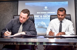 MMPRC and Gecko Digital sign MOU, awarding the creation of a 350-degree digital map of Maldives to Gecko. PHOTO: NISHAN ALI/MIHAARU