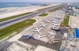 Aerial view of private jets parked at Velana International Airport on December 28, 2017. PHOTO/MACL