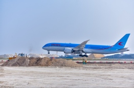A Neos airliner from Italy lands at VIA on January 9, 2018. PHOTO: NISHAN ALI/MIIHAARU