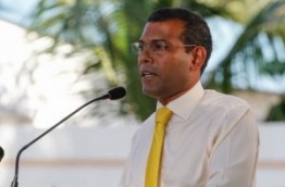 A file photo shows former president Nasheed speaking during a MDP rally. PHOTO/MDP