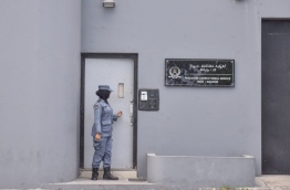 An officer of Maldives Correctional Service pictured outside Male Prison. PHOTO: NISHAN ALI/MIHAARU