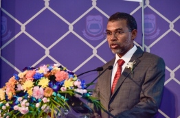 Ex Elections Commissioner Ahmed Sulaiman speaking at an event: His resignation was announced on January 31, 2018
