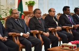 Chief Justice Abdullah Saeed (L) with judges of the Supreme Court --