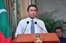 President Abdulla Yameen address the nation during a live broadcast regarding the state of emergency which was declared February 5, 2018. PHOTO/PRESIDENT'S OFFICE