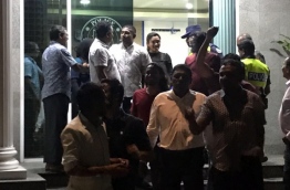 Mahloof coming out of the police station after his release.