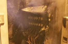 The distribution board that was set aflame in Male. PHOTO/MNDF