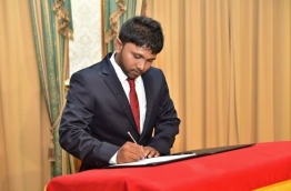 Adam Zaalif, the younger brother of Dhangethi MP Ilham Ahmed. PHOTO/ PRESIDENT'S OFFICE