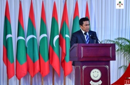 President Abdulla Yameen delivering the presidential address to inaugurate the parliament sessions for 2018, at Dharubaaruge in Male on February 21, 2018. PHOTO / PRESIDENT'S OFFICE