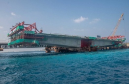 The China-Maldives Friendship Bridge being developed between Male and Hulhule. PHOTO/DR MOHAMED MUIZZU TWITTER