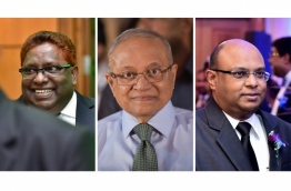 Composite image of Judge Ali Hameed (L), former President Maumoon Abdul Gayoom (C) and Chief Justice Abdulla Saeed. IMAGE/MIHAARU