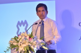 Economic minister Mohamed Saeed speaks at a function. FILE PHOTO/MIHAARU