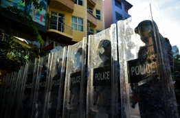 The police with riot gear out to control a protest. PHOTO/MIHAARU