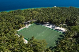 Aerial view of the football pitch in Amilla Fushi Resort in Baa Atoll. PHOTO/AMILLA FUSHI