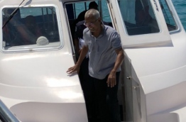 Opposition MDP's parliamentary group leader and Hinnavaru MP Ibrahim "Ibu" Solih arriving to Male after his arrest --