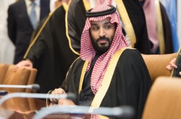 Prince Mohammed bin Salman Al Saud, Crown Prince, Kingdom of Saudi Arabia, attends a meeting with the United Nations Secretary-General Antonio Guterres (out of frame) at the United Nations on March 27, 2018 in New York. / AFP PHOTO / Bryan R. Smith