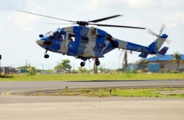 A naval helicopter operated by the Indian military in the Maldives. PHOTO/MIHAARU