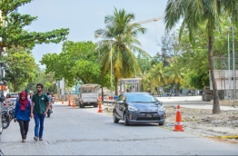 The area near the Male-Hulhumale Bridge that is being devloped: the Ministry of Housing and Infrastructure is widening the roads close to the bridge for better traffic flow and to avoid congestion. / MIHAARU PHOTO
