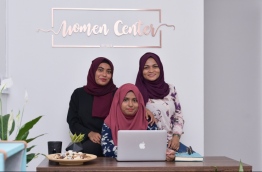 From Left: Zuneena Habeeb, Hawwa Lisha and Aminath Asifa. The three women founded the Women's Centre in the capital Male. MIHAARU PHOTO / HUSSEN WAHEED