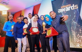 Paradise Island Resort, May 5, 2018: Some winners of the Mihaaru Awards take a selfie together. PHOTO/IMAGES.MV