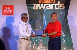 Paradise Island Resort, May 5, 2018: Ahmed "Bodu Heena" Saleem was conferred the Lifetime Achievement "Mohamed Zahir Naseer Award" for his longstanding contributions to the fields of football, badminton and athletics. The award was presented by Mohamed Nashid, the nephew of the late Mohamed Zahir Naseer who had served in the Maldivian sports industry for over 50 years. PHOTO/IMAGES.MV