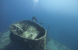 A diver during an excursion to the wreck of MV Victory. PHOTO: MOHAMED SEENEEN