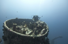 A diver during an excursion to the wreck of MV Victory. PHOTO: MOHAMED SEENEEN
