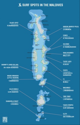 Map of Surfing Spots in Maldives. IMAGE: SAFFU / THE EDITION
