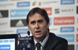 Spain's national football team coach Julen Lopetegui holds a press conference in Madrid on May 21, 2018 to announce Spain's 23-man squad for the 2018 World Cup.  / AFP PHOTO / GABRIEL BOUYS
