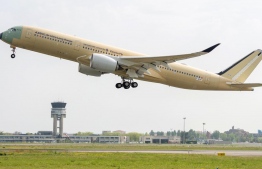 An Airbus A350-900ULR pictured during take-off: Singapore Airlines will be the first airline in the world to operate the new ultra-long-range aircraft-