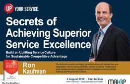 Promotional image for Ron Kaufman's event, the"Secrets of Achieving Superior Service Excellence", to be held in the Maldives on August 4, 2018. IMAGE/MAHRP