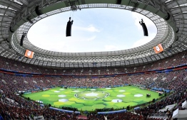 A general view during the opening ceremony before the Russia 2018 World Cup Group A football match between Russia and Saudi Arabia at the Luzhniki Stadium in Moscow on June 14, 2018. / AFP PHOTO / Mladen ANTONOV / 