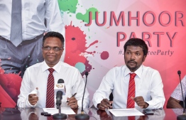 Adam Azim (L) and Mohamed Fareed joined Jumhoory Party on June 17, 2018. PHOTO/NISHAN ALI