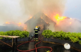 Water Villas in Niyama Resort caught on fire. PHOTO/ MNDF