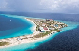 Aerial view of the reclaimed industrial island of K.Gulhifalhu.