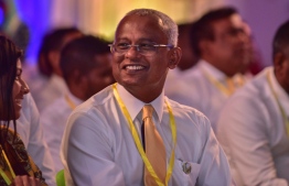 MDP parliamentary leader MP Ibrahim Mohamed Solih at the party's congress in A.A. Ukulhas. PHOTO: AHMED NISHAATH/MIHAARU