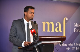 Auditor General, Hassan Ziyath at the Maldives Account Forum. PHOTO: HUSSAIN WAHEEDH/MIHAARU