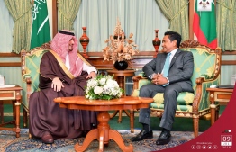 President Abdulla Yameen (R) meets with Saudi Arabia's Minister of Interior, Prince Abdulaziz bin Saud bin Naif, on July 9, 2018. PHOTO/PRESIDENT'S OFFICE